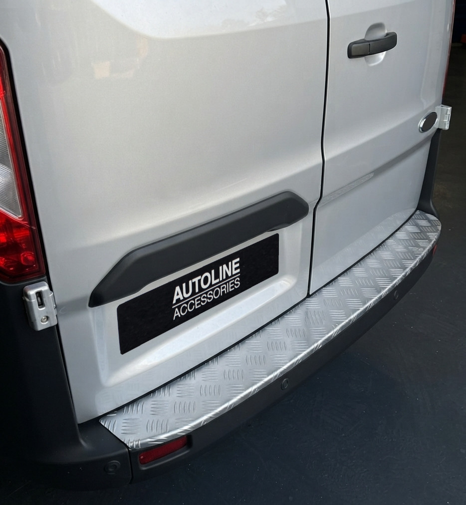 For Ford Transit Custom (2012-22): Silver Anodised Rear Bumper Protector Guard