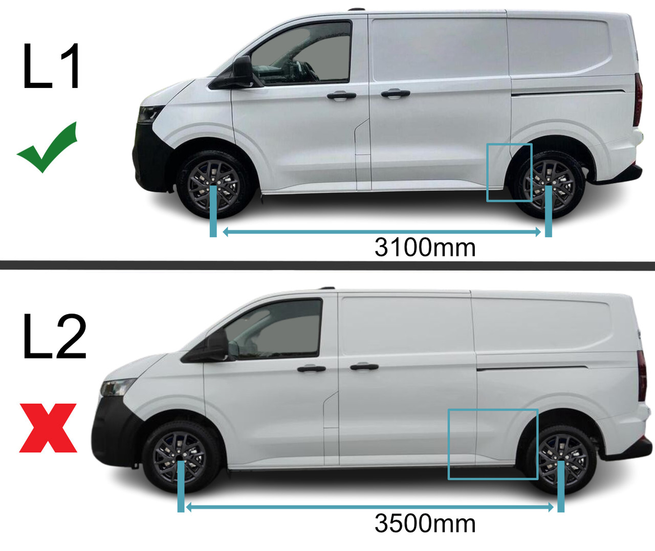 Aluminium Roof Bars Side Rails To Fit L1 SWB VW T7 Transporter (2025+)