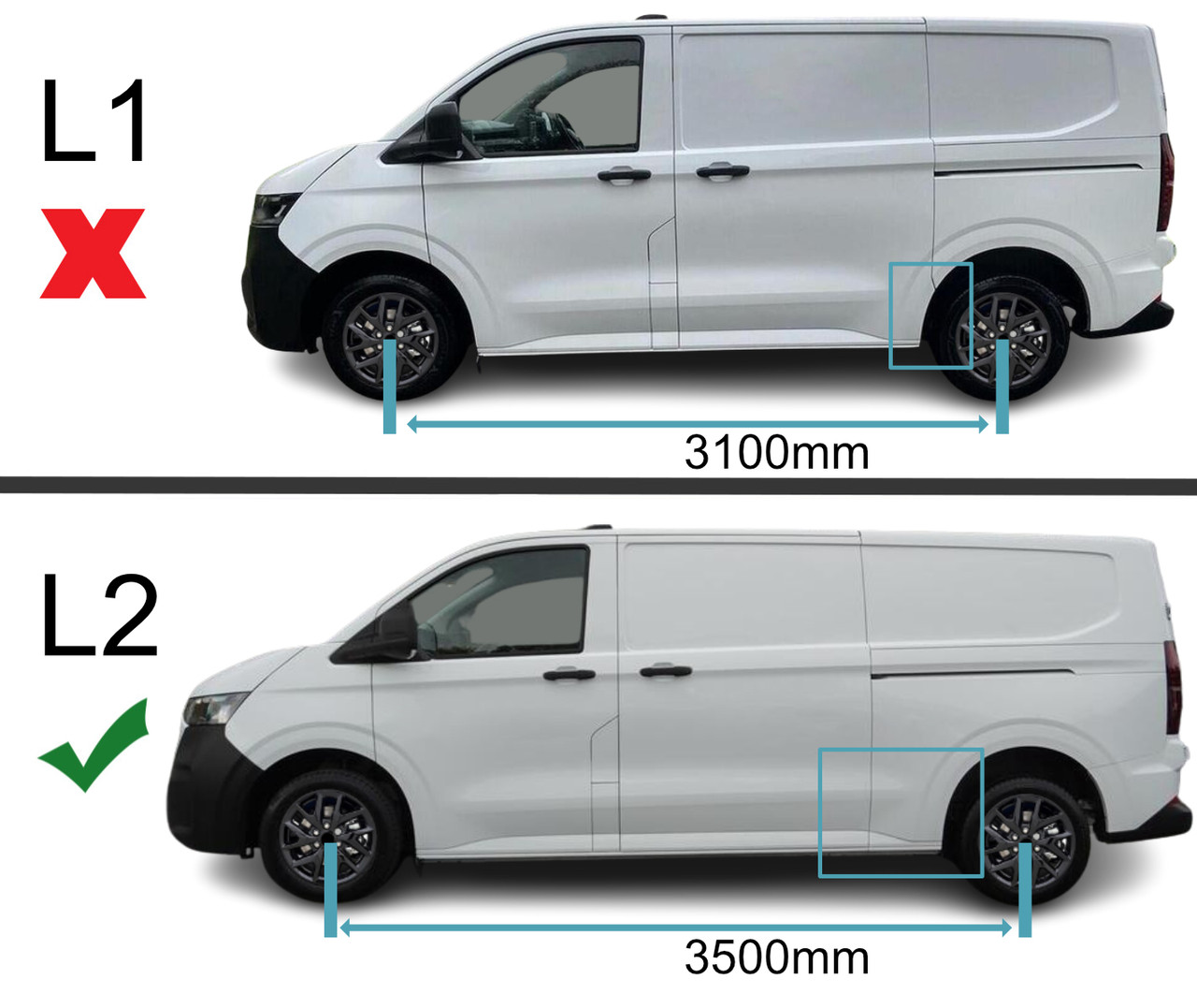 Polished Aluminium Roof Bars Side Rails For L2 LWB VW T7 Transporter (2025+)