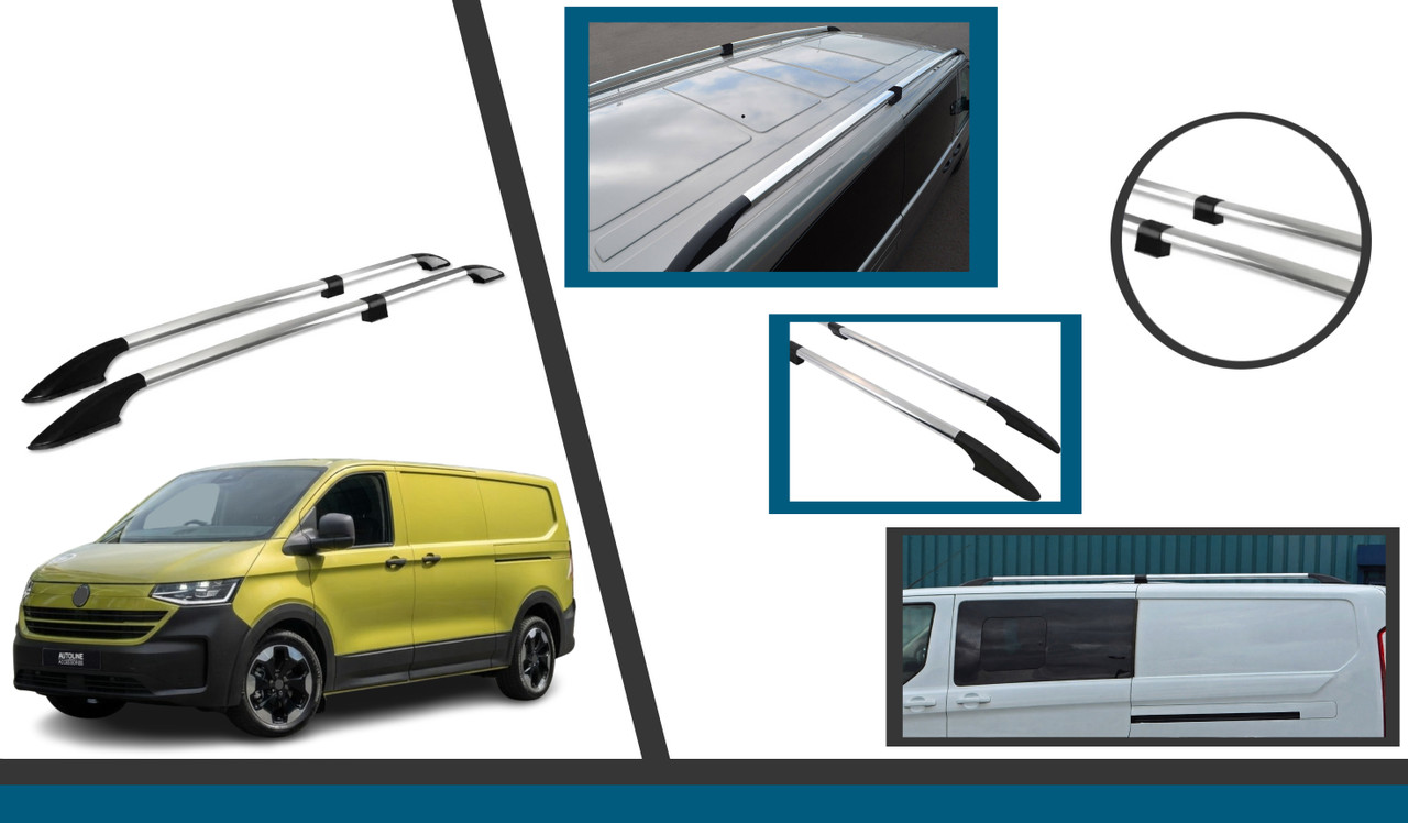 Polished Aluminium Roof Bars Side Rails For L2 LWB VW T7 Transporter (2025+)