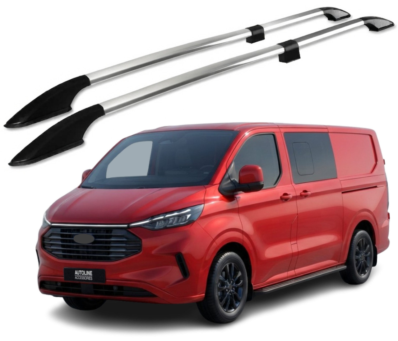 Polished Aluminium Roof Bars Side Rails For L1 SWB Ford Transit Custom (2024+)