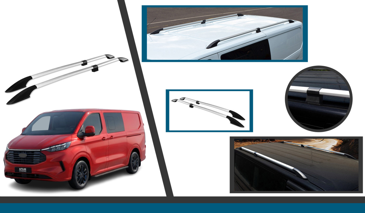 Aluminium Roof Bars Side Rails To Fit L2 LWB Ford Transit Custom (2024+)