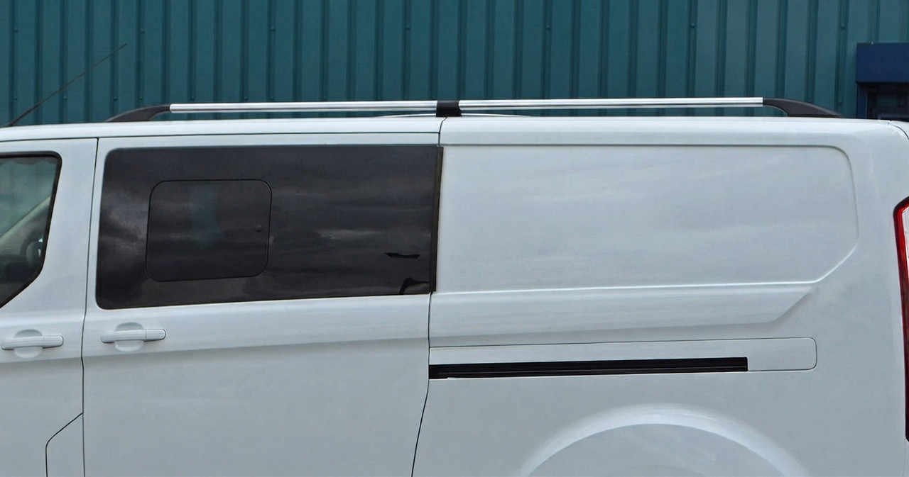 Polished Aluminium Roof Bars Side Rails For L2 LWB Ford Transit Custom (2024+)