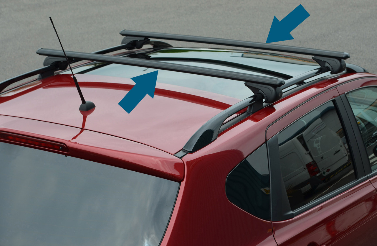 Black Cross Bars For Roof Rails To Fit Fiat Panda (2003-11) 75KG Lockable