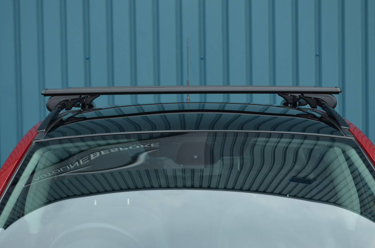 Black Cross Bars For Roof Rails To Fit Fiat Panda (2003-11) 75KG Lockable