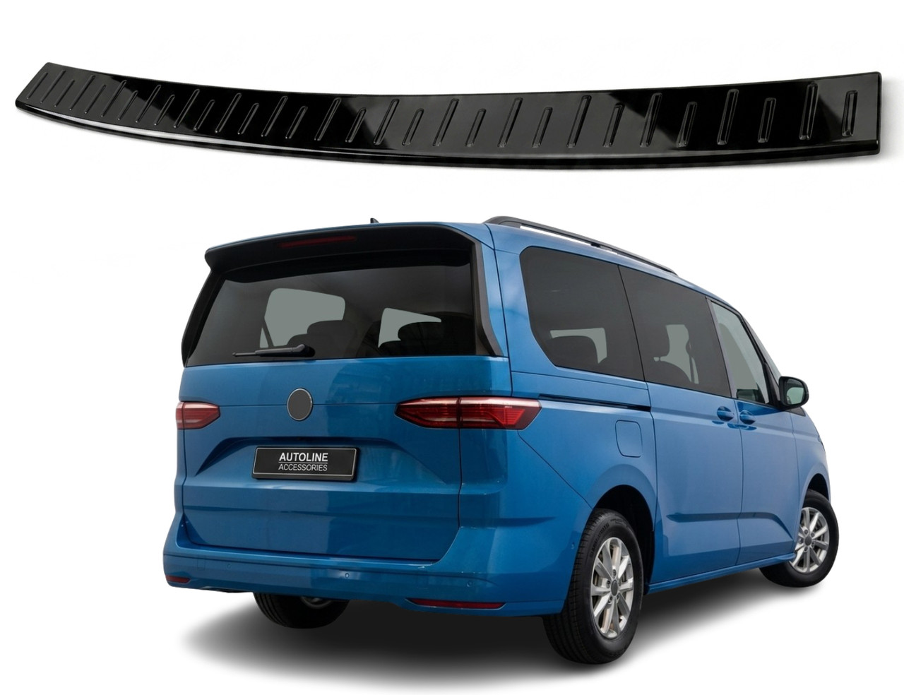 To Fit VW T7 Multivan (2022+): ABS Gloss Black Rear Bumper Protector Guard