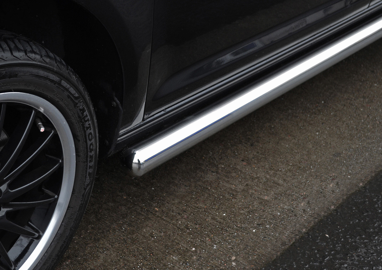 Chrome Side Step Tubes Bars Set S.Steel To Fit LWB Ford Transit Custom (2012+)