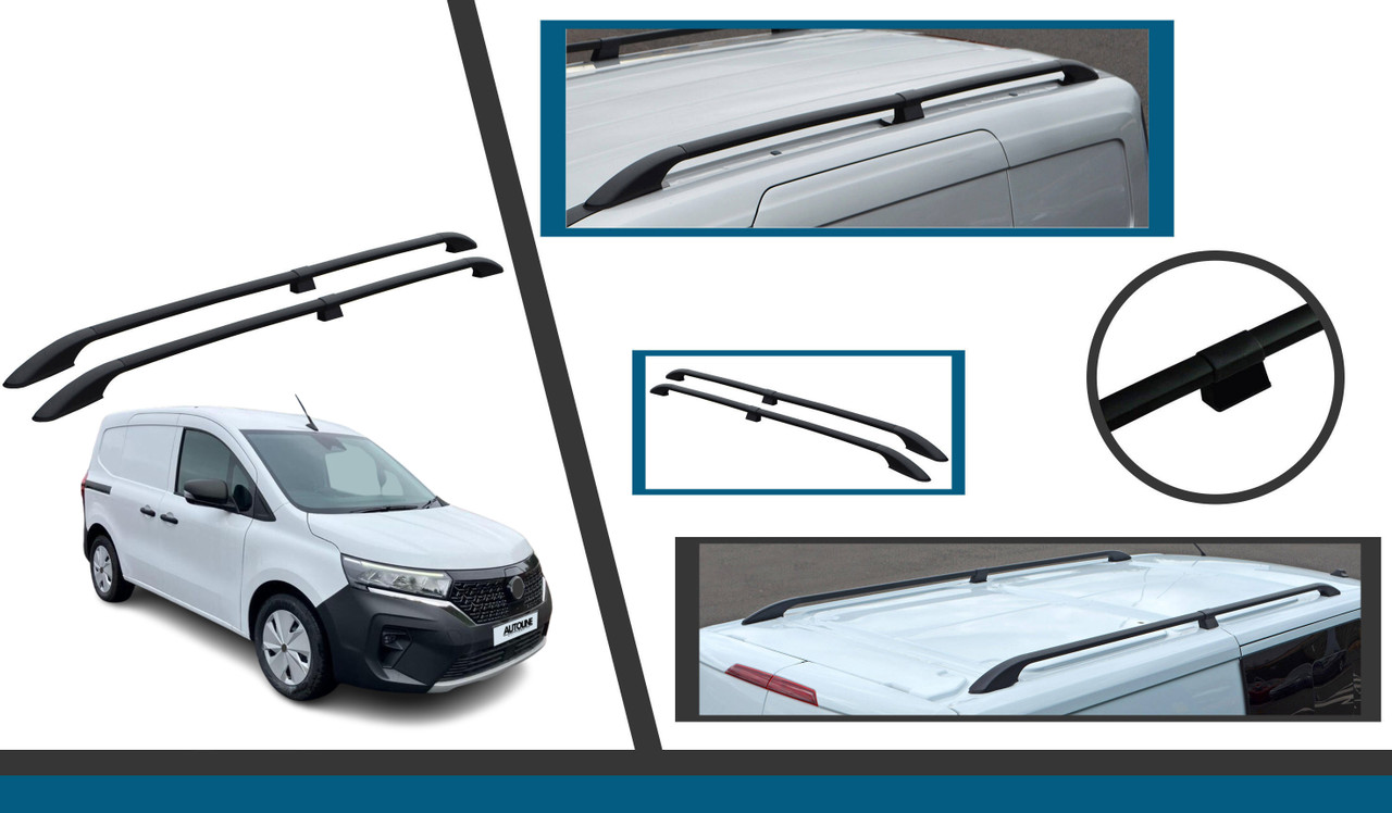 Black Aluminium Roof Rack Rails Side Bars For L2 Nissan Townstar LWB (2023+)