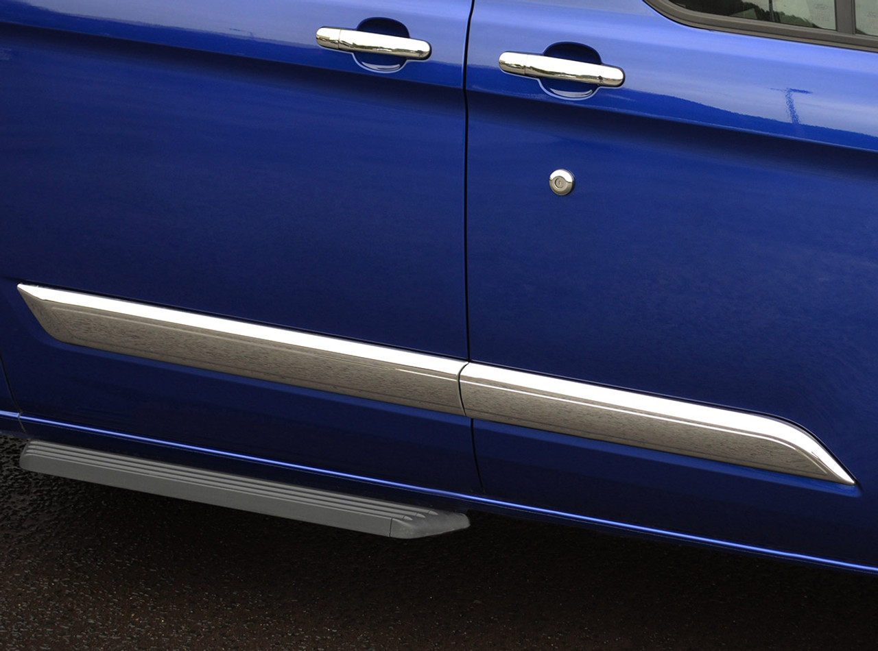 Chrome Side Door Streamer Trim Set Covers To Fit Ford Transit Custom (2012+)