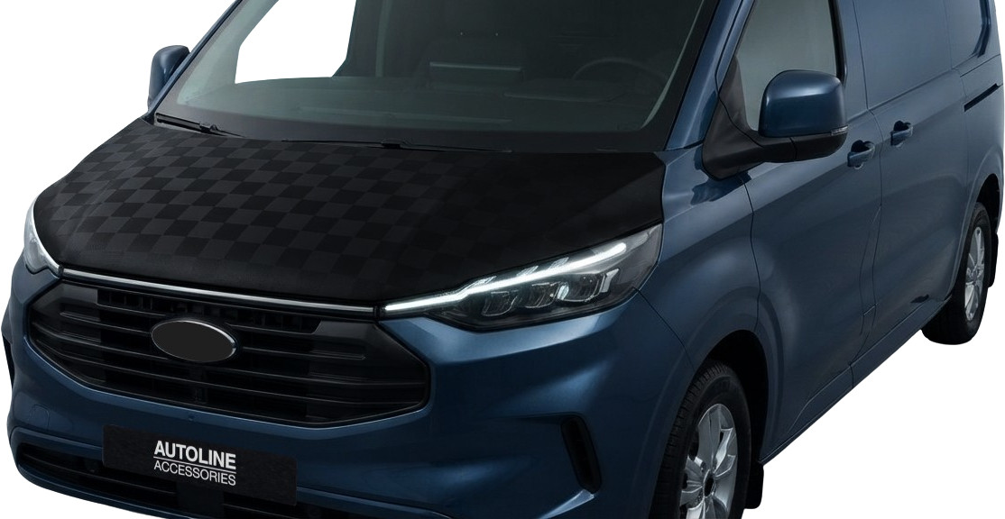 For Ford Tourneo Custom (2024+): Black Chequered Bonnet Bra Protector