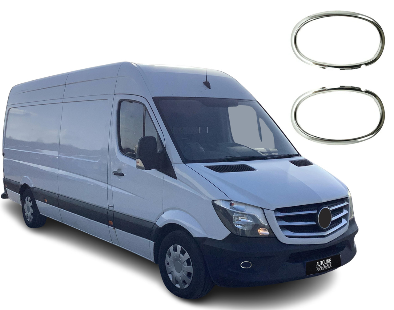 Chrome Fog Light Trim Covers Accents To Fit Mercedes Sprinter (2013-18)