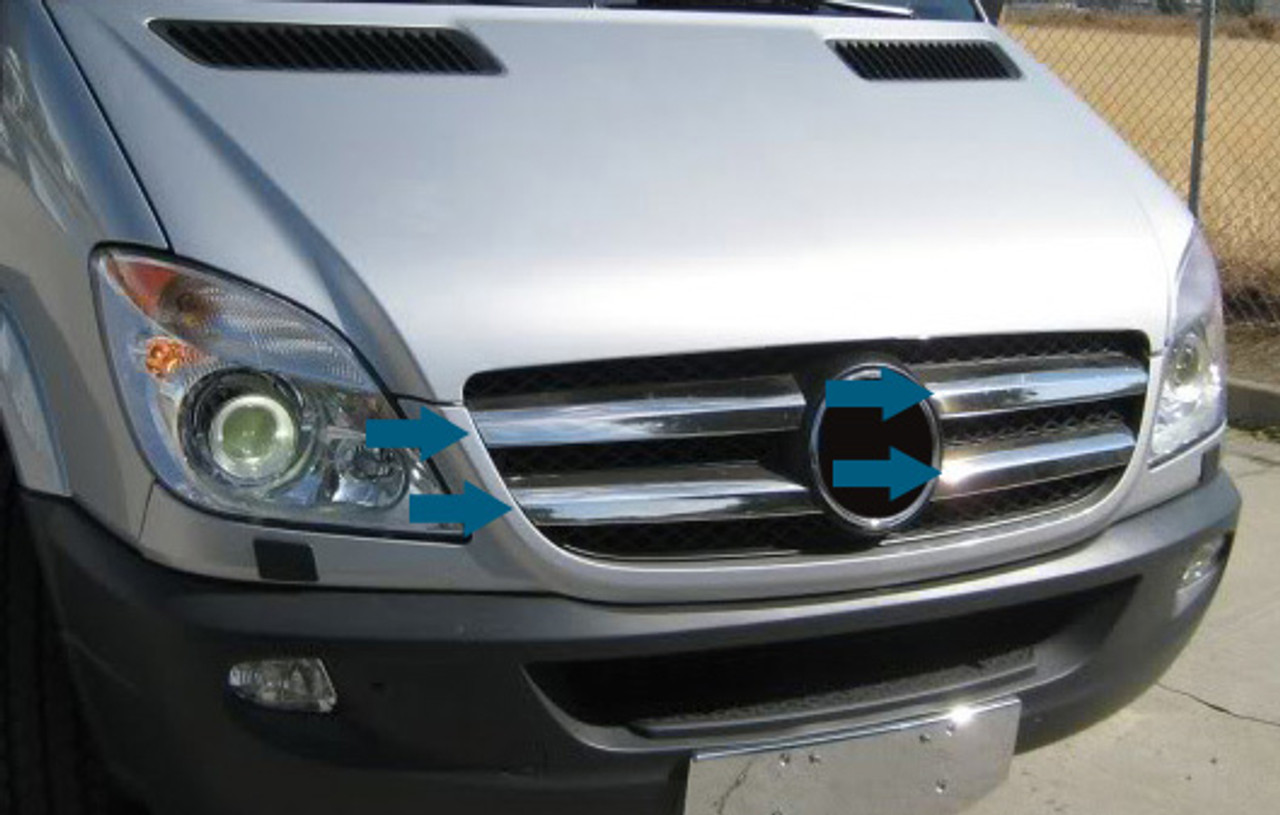 Chrome Front Grille Accent Trim Set Covers To Fit Mercedes-Benz Sprinter 06-13