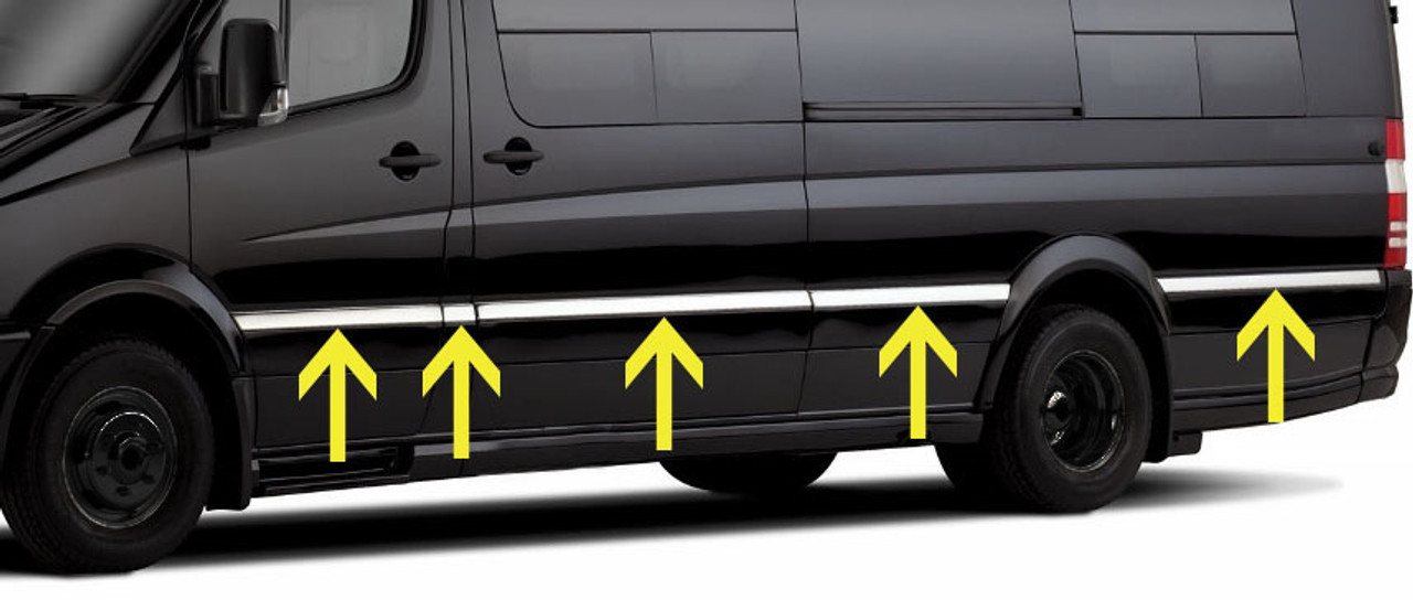 Chrome Side Door Trim Set Covers To Fit Mercedes-Benz Sprinter LWB (06+)