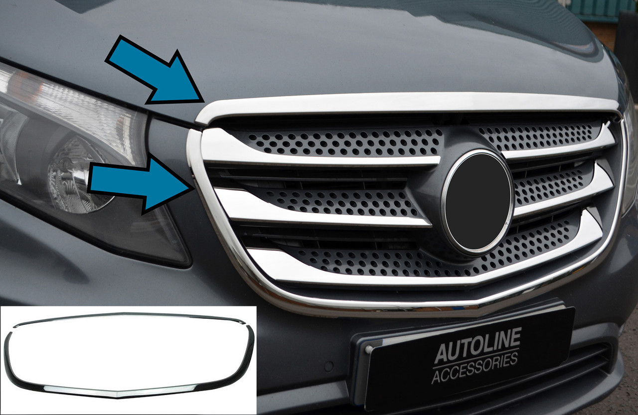 Chrome Grille Frame Surround Trim Covers To Fit Mercedes-Benz Vito W447 (15+)