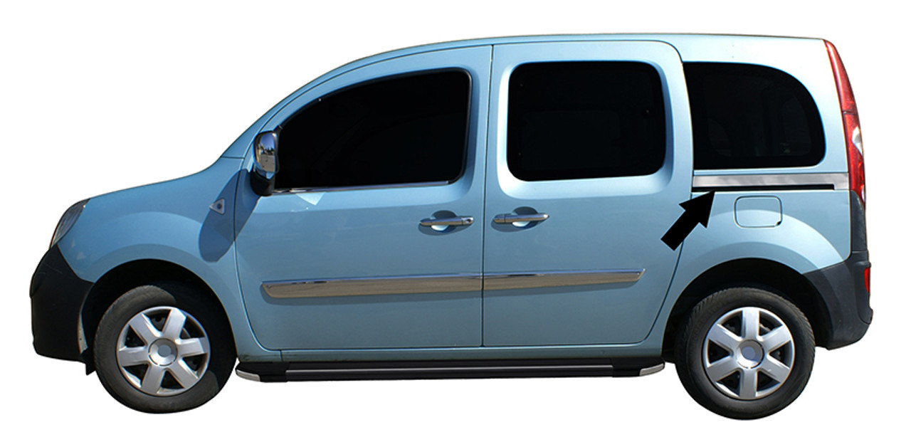 Chrome Rear Sliding Door Rail Trim Covers 2pcs To Fit Renault Kangoo (2008+)