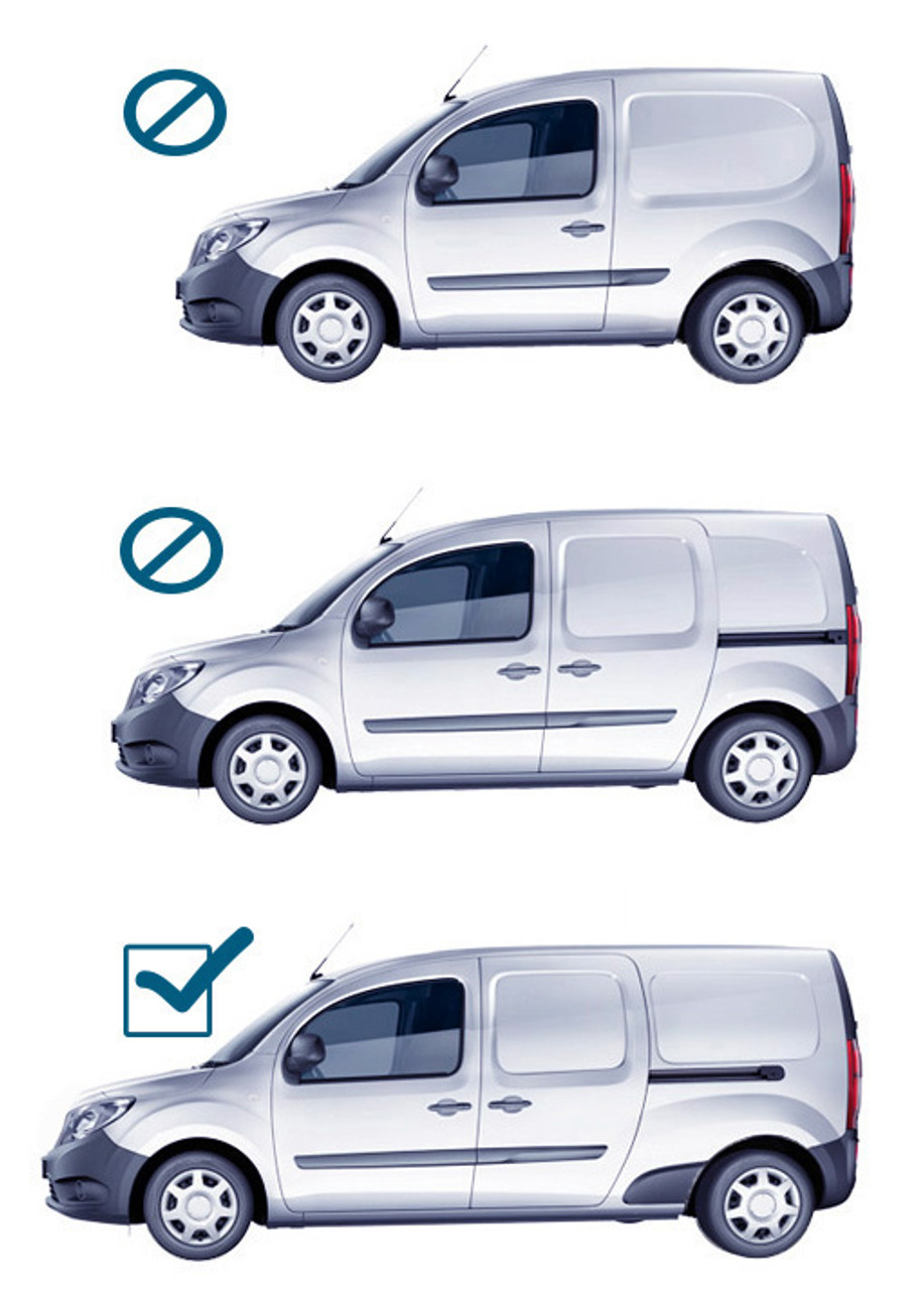 Aluminium Side Steps Bars Running Boards To Fit LWB Renault Kangoo (2008+)