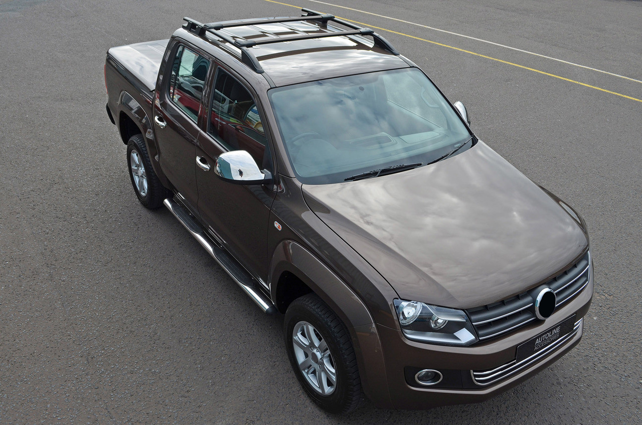 Black Cross Bar Rail Set To Fit Roof Side Bars To Fit Volkswagen Amarok (2010+)