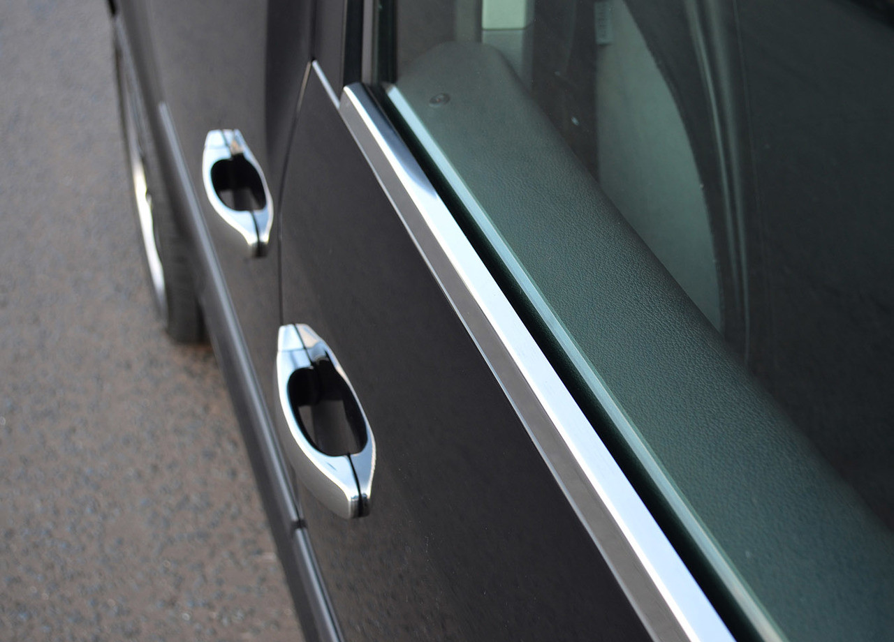 Chrome Side Door Window Sill Trim Set Covers To Fit Volkswagen Caddy (2004-15)