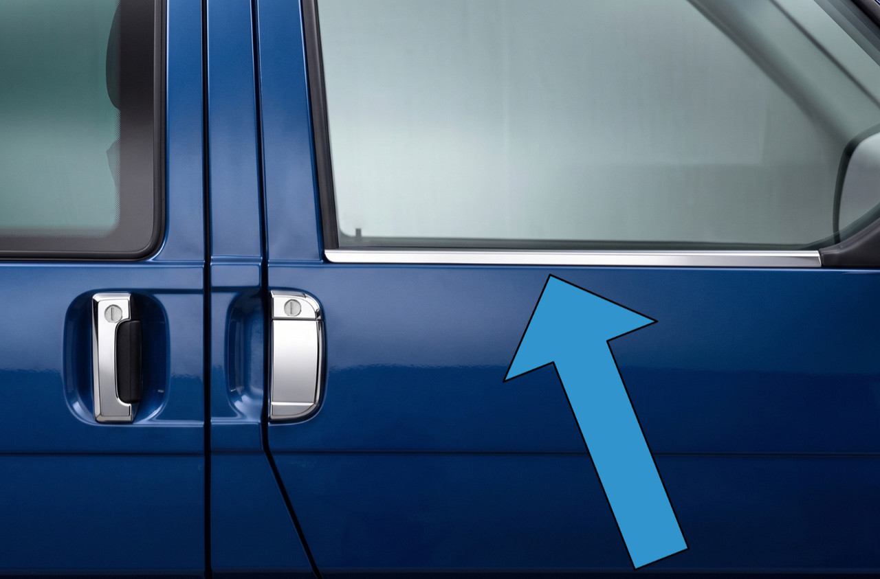 Chrome Side Door Window Sill Trim Set Covers To Fit Volkswagen T4 (1998-03)