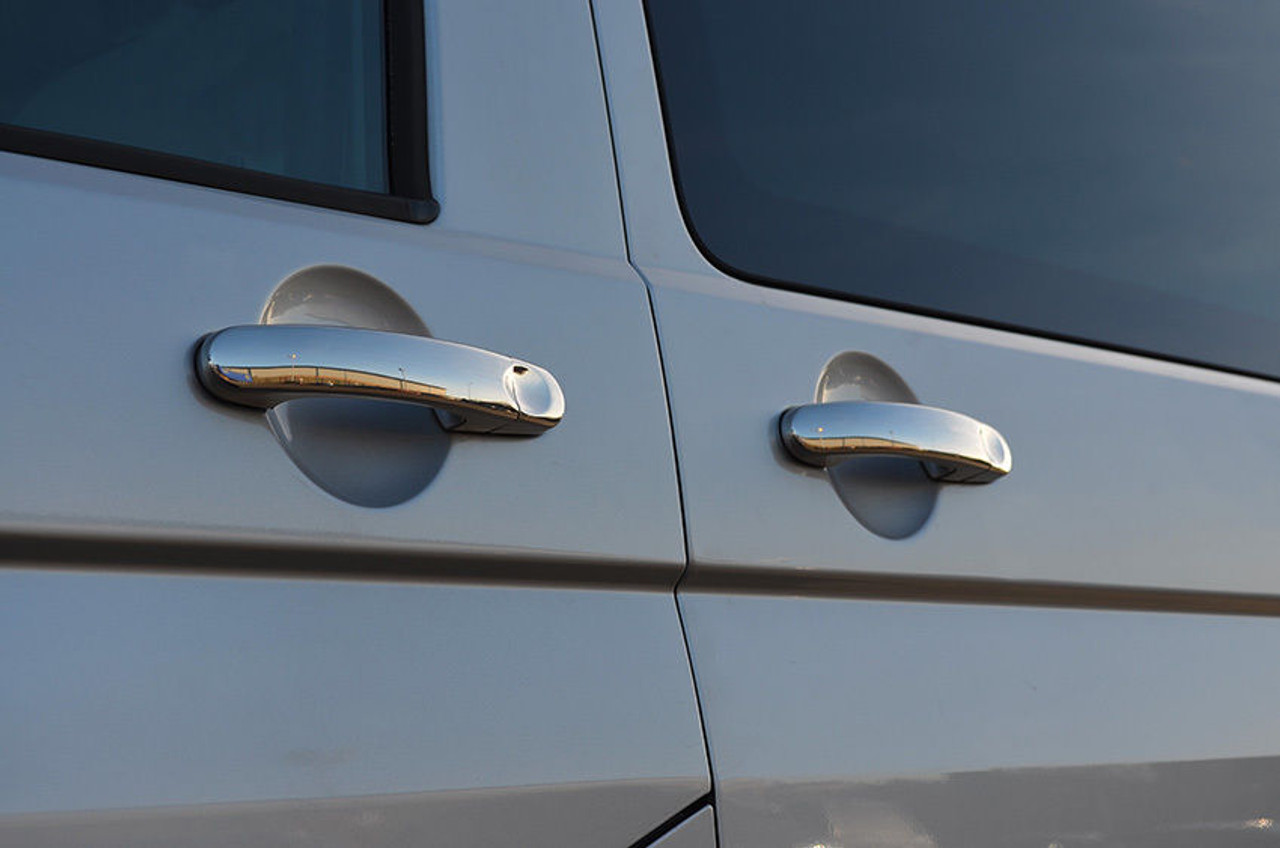 Chrome Door Handle Trim Set Covers To Fit Volkswagen T5 Transporter (2003-15)