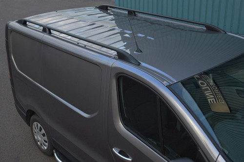 Black Aluminium Roof Rack Rails Side Bars Set To Fit LWB Nissan NV300 (2016+)