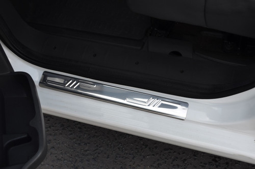 Chrome Door Sill Trim Covers Scuff Protectors Set To Fit Peugeot 107 (2005-14)