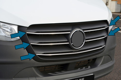Chrome Front Grille Accent Trim Covers To Fit Mercedes Benz Sprinter W907 2018+