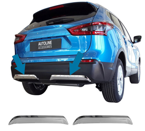 Chrome Rear Bumper Accent Skid Plate Trims to Fit Nissan Qashqai (2017-21)