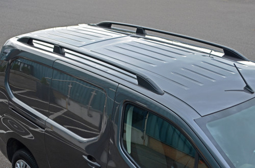 Black Aluminium Roof Rack Rails Side Bars To Fit L2 Citroen Berlingo (2019+)