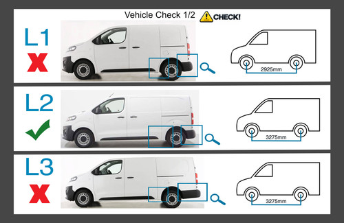 Aluminium Roof Rack Rails Side Bars To Fit Standard (L2) Peugeot Expert (2016+)