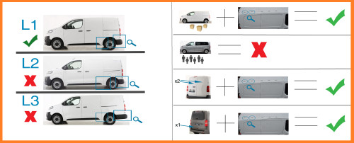 Black Aluminium Roof Rack Rails Bars To Fit Compact (L1) Peugeot Expert (2016+)
