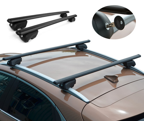 Black Cross Bars For Roof Rails To Fit Kia Ceed Estate (2018+) 75KG Lockable