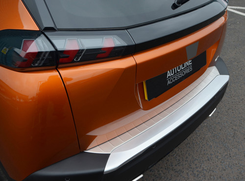 Rear Bumper Protector Scratch Guard Brushed Steel To Fit Peugeot 2008 (2020+)