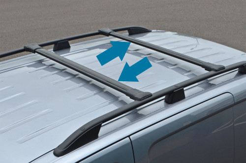 Black Cross Bar Rails For Roof Side Bars To Fit Peugeot Partner / Rifter (2019+)