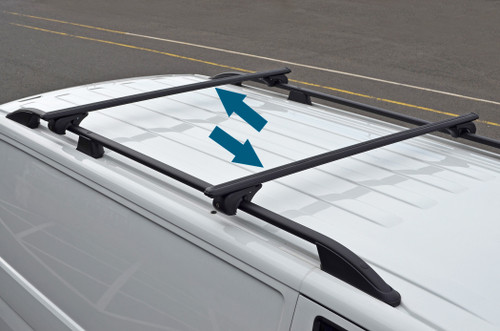 Black Aluminium Cross Bars Rails (150cm) with Load Stops For Raised Roof Rails