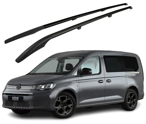 Black Aluminium Roof Rack Bars Side Rails For L2 Volkswagen Caddy Maxi (2021+)