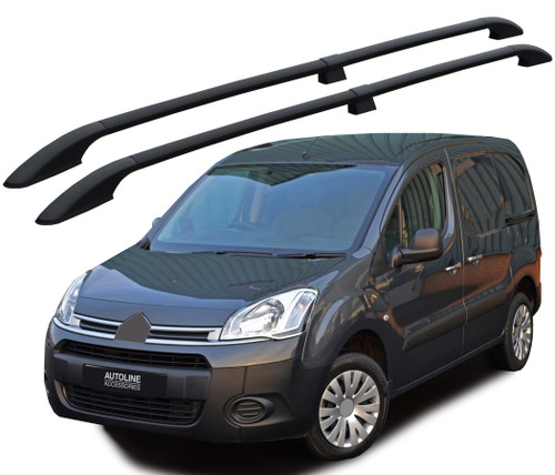 Black Aluminium Roof Rack Rails Side Bars To Fit Citroen Berlingo (2008-18)