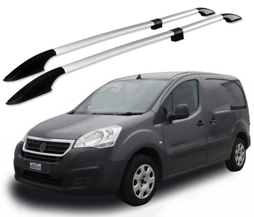 Silver Aluminium Roof Rack Rails Side Bars To Fit Peugeot Partner (2008-18)