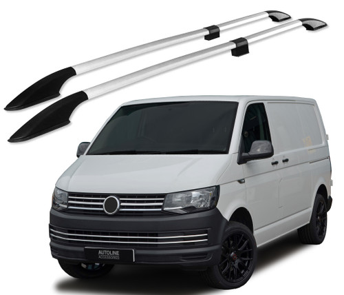 Silver Aluminium Roof Bar Rails To Fit L2H1 Volkswagen T6 Transporter (2016+)