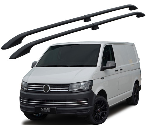 Black Aluminium Roof Bar Rails To Fit L2H1 Volkswagen T6 Transporter (2016+)