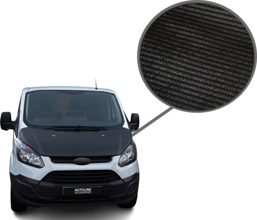 To Fit Ford Transit Custom (2012-17): Full Bonnet Bra Cover Carbon Fibre Effect