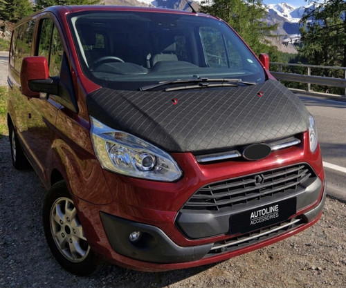 To Fit Ford Transit Custom (2012-17): Full Bonnet Bra Diamond Effect Stone Guard