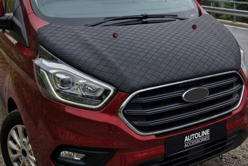 To Fit Ford Transit Custom (2018-22): Full Bonnet Bra Diamond Effect Stone Guard