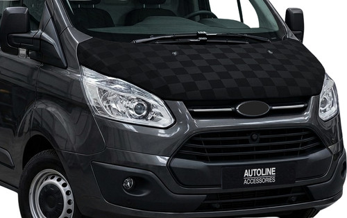 To Fit Ford Transit Custom (2012-17): Full Bonnet Bra Protector Guard Chequered