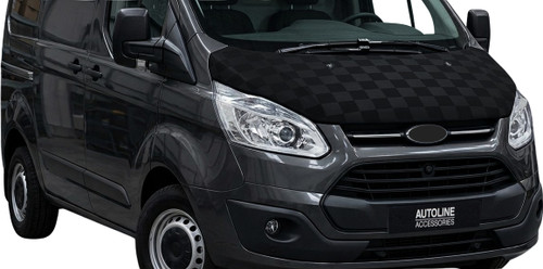 To Fit Ford Transit Custom (2012-17): Full Bonnet Bra Protector Guard Chequered
