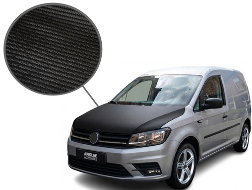 To Fit VW Caddy (2016-2020): Full Bonnet Bra Cover Carbon Fibre Effect