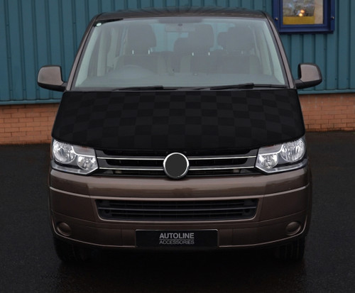 To Fit VW T5 Transporter (2010-15): Full Bonnet Bra Protector Guard Chequered