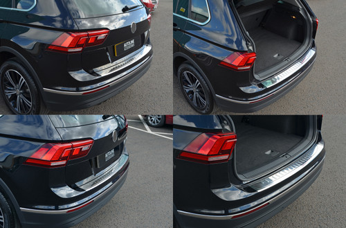 To Fit VW Tiguan (2016+): Chrome Rear Bumper Protector / Door Sill Protectors