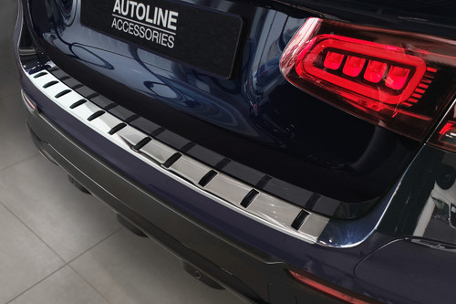 Reinforced Rear Bumper Protector For Mercedes GLC (2015-22) - Silver Brushed