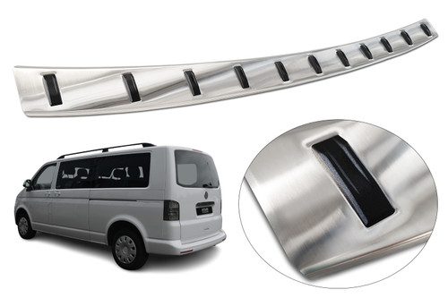 Silver Reinforced Rear Bumper Protector For VW T5 Transporter (2003-15) Tailgate